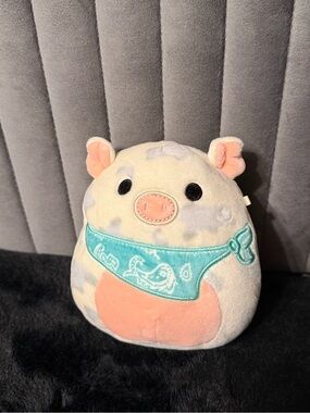 Squishmallows 5” Pig Plush Gray Spotted Pig w/ Blue Bandana Stuffed Animal